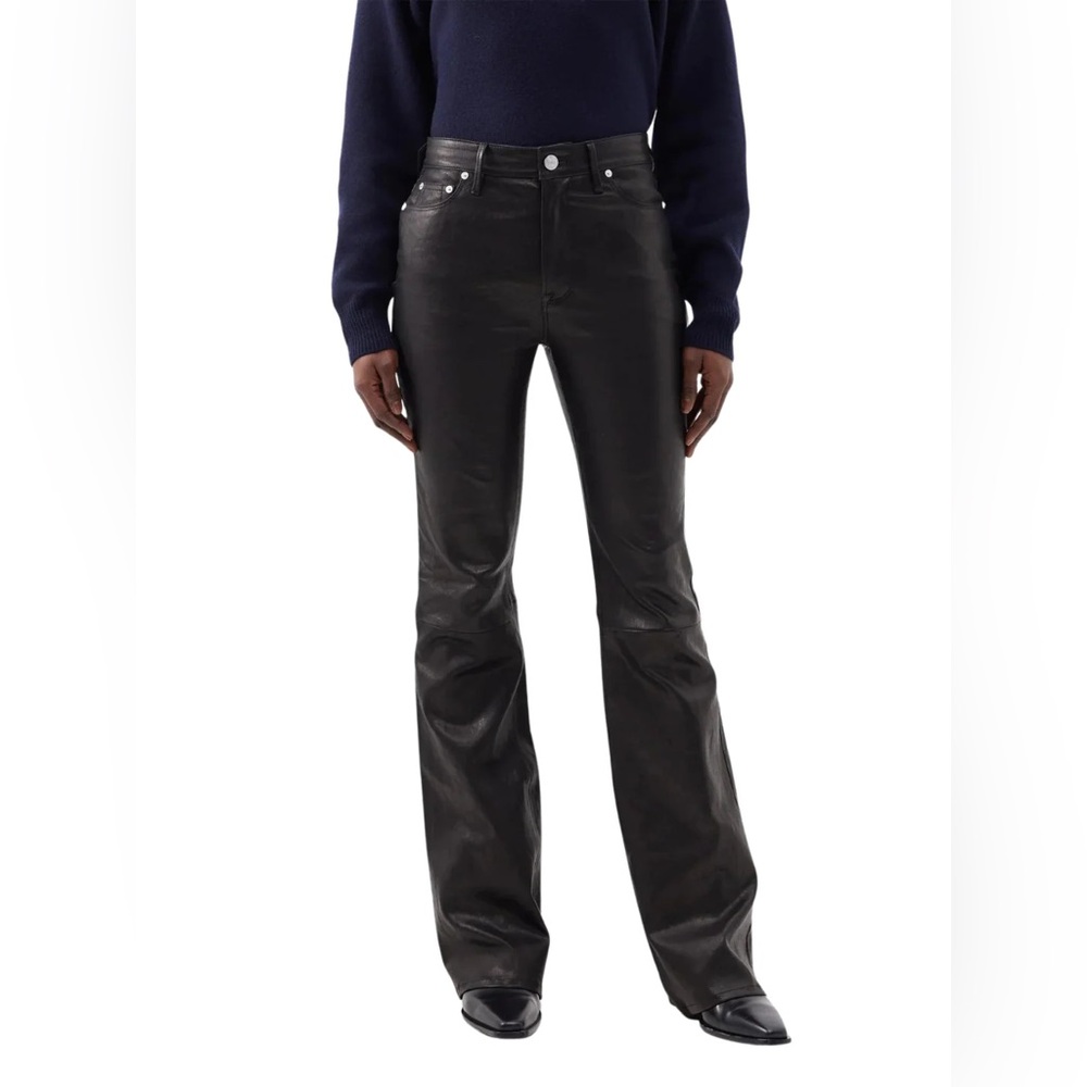 Frame The slim stacked leather pant black NWT